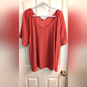 3X Misia Curvy Coral Eyelet Top
